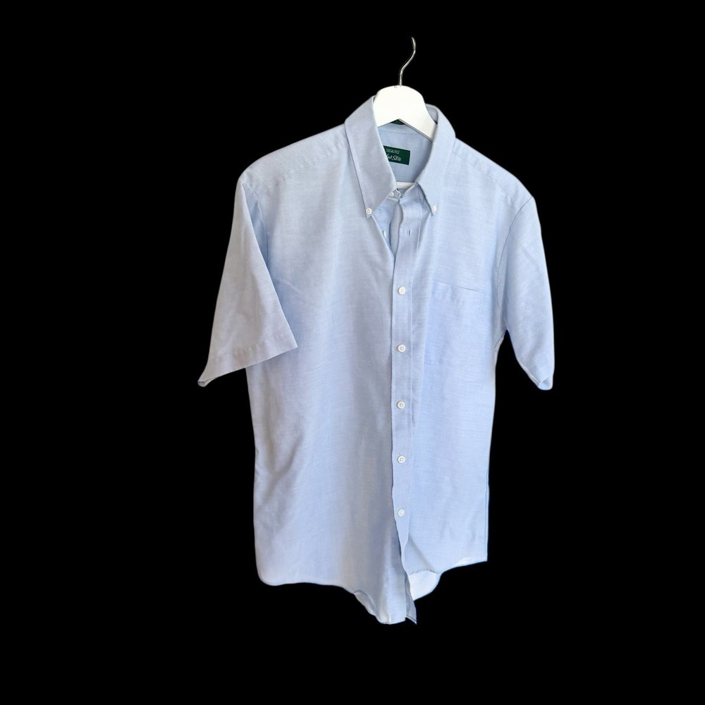 Vintage Sears Men's Store Blue Short Sleeve Button Up Shirt Men Sz 16 Full Cut